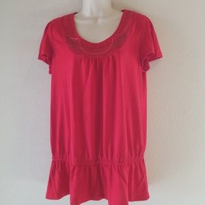 ❣Fashion Bug Red Sequins Neck Elastic Waist Top❣